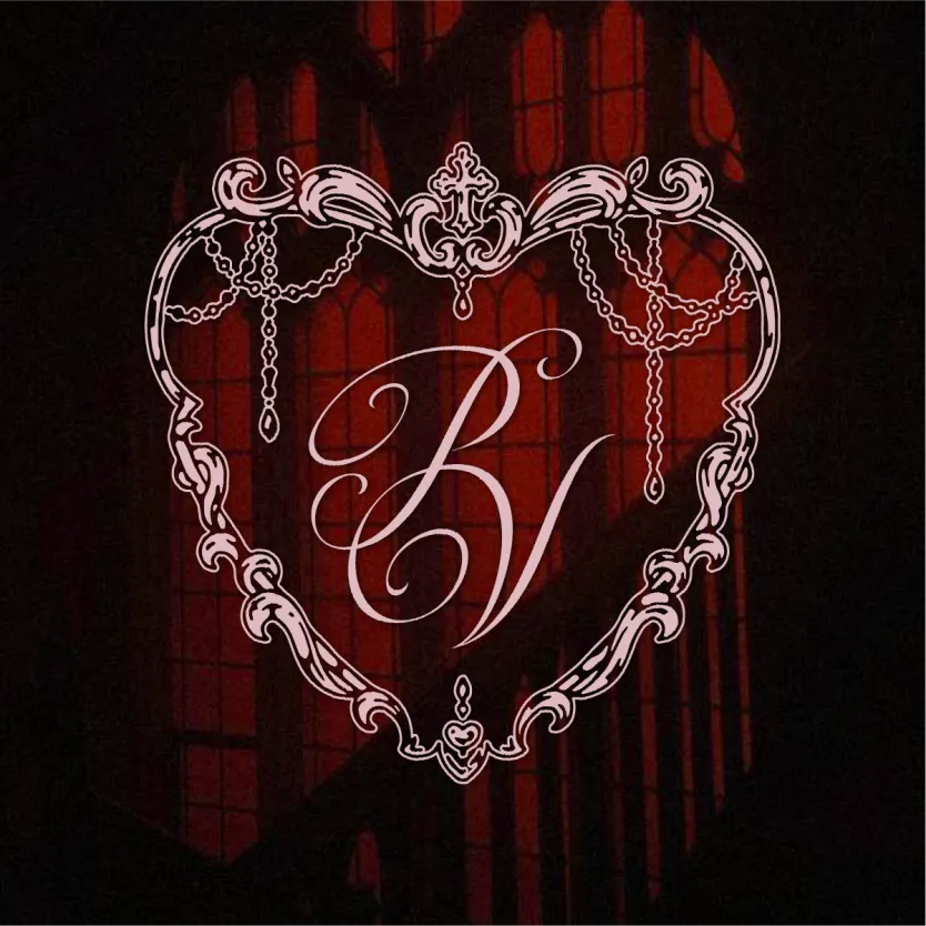 Ornamental frame with initials, church window background.