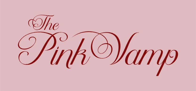 "The Pink Vamp" decorative text logo.